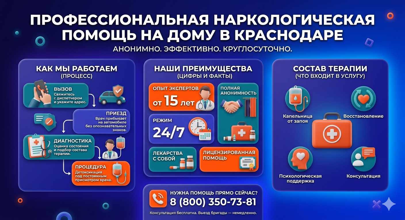 Инфографика о принципах лечения алкоголизма на дому в Кувшиново: этапы вызова нарколога, преимущества анонимной детоксикации и состав медицинской помощи.